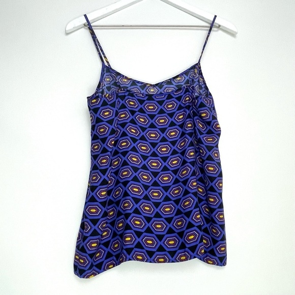 Kate Spade Saturday Geometric Spaghetti Strap Silk Blend Tank Top Size Small - Picture 5 of 5